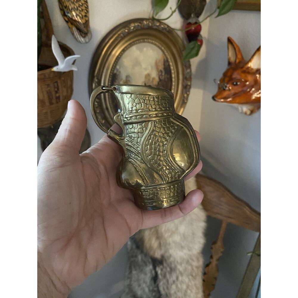 Vintage 1960s Midcentury Solid Brass Golf Bag Pen Holder Desk Accessory
